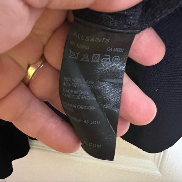 All Saints luxury unisex wool cotton zip cardigan charcoal grey size small - Picture 8 of 12